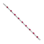 14k White Gold Complete Diamond and Oval Ruby Infinity 7 inch Bracelet