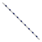 14k White Gold Complete Diamond and Oval Sapphire Paperclip Link 7.25 inch Bracelet