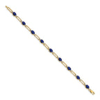 14k Complete Diamond and Oval Sapphire Paperclip Link 7.25 inch Bracelet