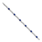 14k White Gold Complete Diamond and Oval Sapphire Infinity Link 7.25 inch Bracelet