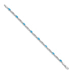 14k White Gold Complete Diamond and Oval Swiss Blue Topaz Fancy Link 7 inch Bracelet