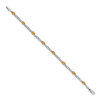 14k White Gold Complete Diamond and Oval Citrine Fancy Link 7 inch Bracelet