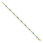 14k Complete Diamond and Oval Swiss Blue Topaz Wavy Link 7 inch Bracelet