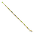 14k Complete Oval Peridot and Diamond Infinity Link 7 inch Bracelet