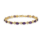 14k Complete Diamond and Oval Amethyst Floral 7 inch Bracelet
