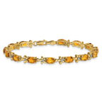 14k Complete Diamond and Oval Citrine Floral 7 inch Bracelet