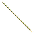 14k Complete Diamond and Oval Peridot Floral 7 inch Bracelet