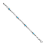 14k White Gold Complete Oval Swiss Blue Topaz Fancy Link 7 inch Bracelet