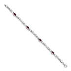 14k White Gold Complete Oval Garnet Fancy Link 7 inch Bracelet