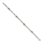 14k White Gold Complete Oval Peridot Fancy Link 7 inch Bracelet