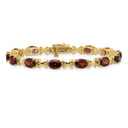 14k Complete 7x5mm Oval Garnet X-design 7 inch Bracelet
