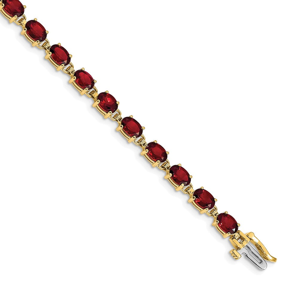 14k Complete 6x4mm Oval Garnet 7 inch Bracelet