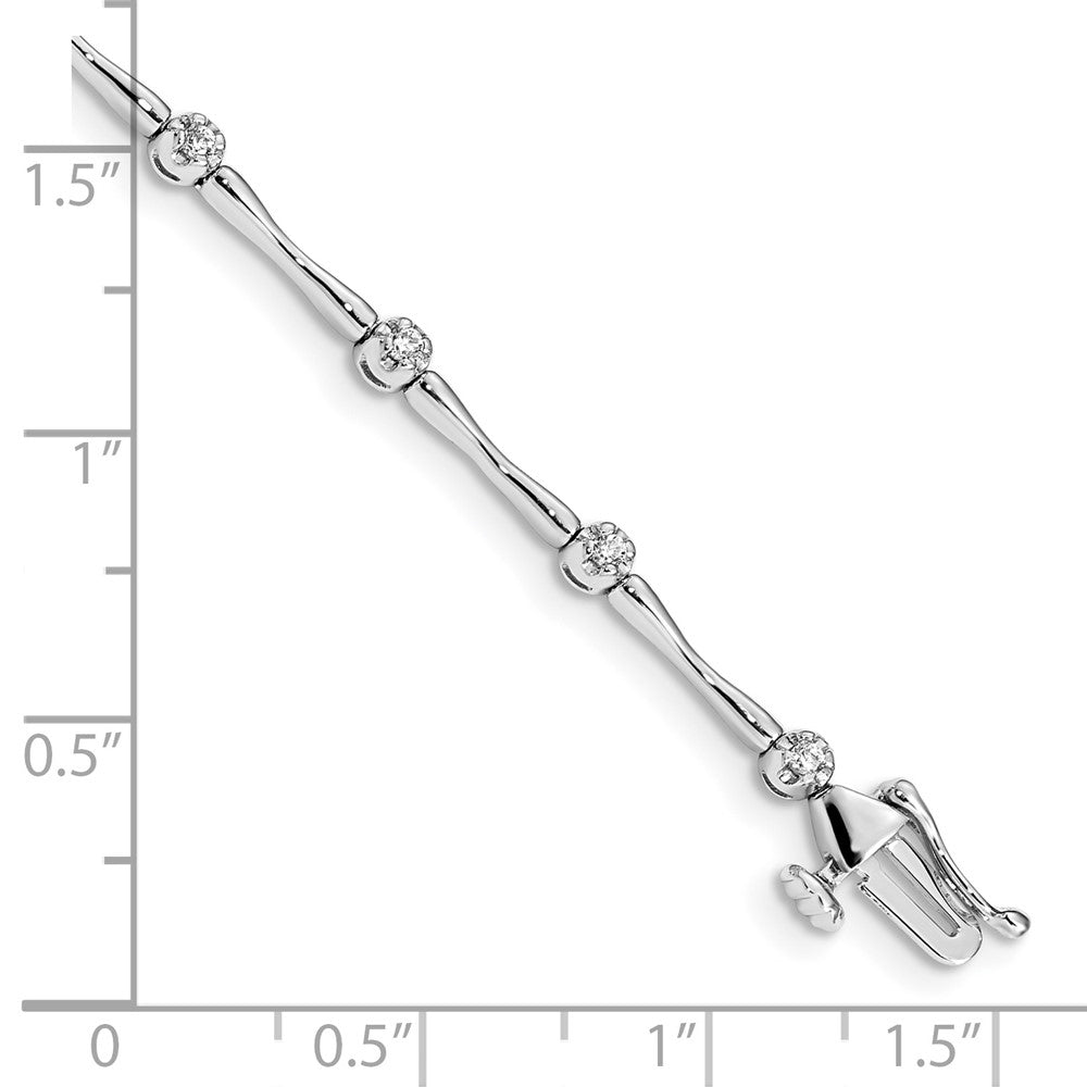 14k White Gold Complete 1/4 carat Diamond and Bar Link 7 inch Bracelet