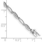 14k White Gold Complete 1/20 carat Diamond Oval Link 7.5 inch Bracelet