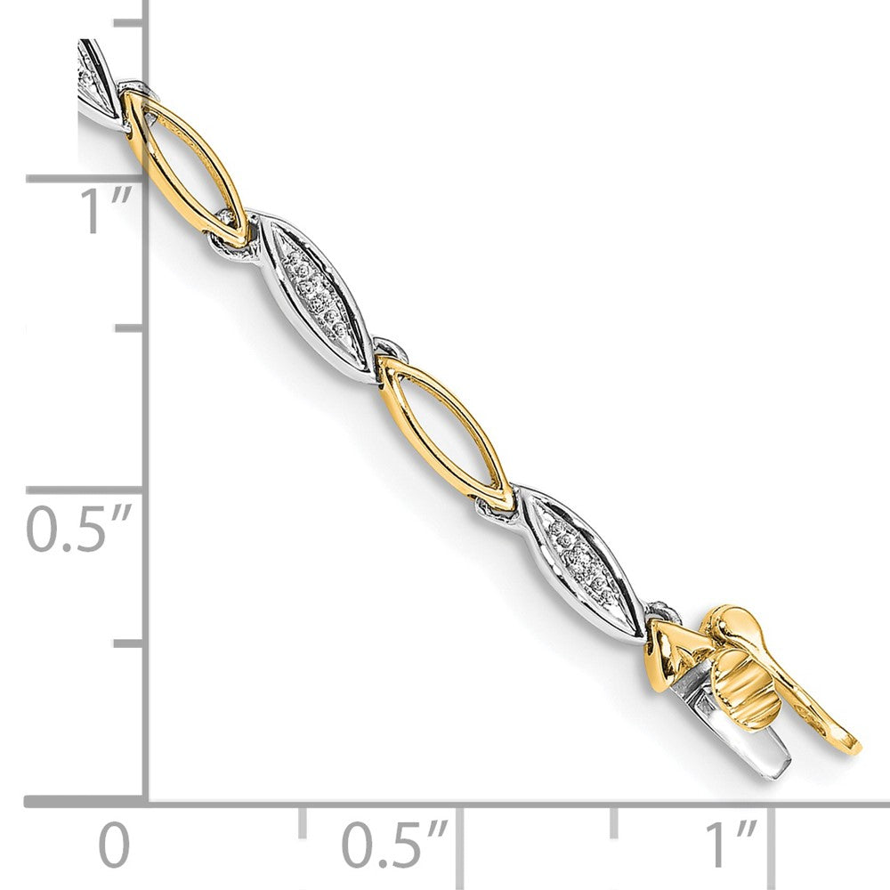 14k Two-tone Complete 1/20 carat Diamond Oval Link 7.5 inch Bracelet