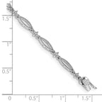 14k White Gold Complete 1/20 carat Diamond Rope-Textured Oval Link 7 inch Bracelet