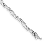 14k White Gold Complete 0.03 carat Diamond Infinity and Oval Link 7 inch Bracelet