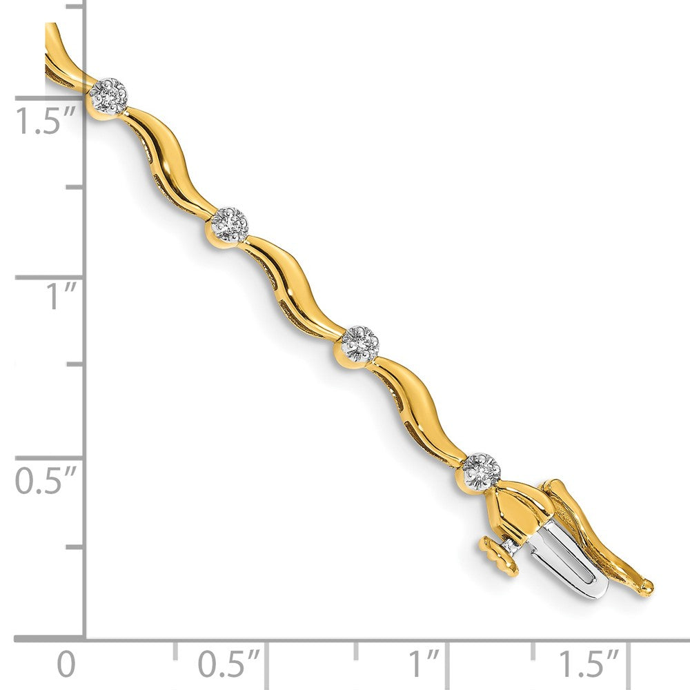 14k Complete 1/6 carat Diamond Curved Link 7 inch Bracelet