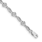 14k White Gold Complete 1/10 carat Diamond Hearts 7 inch Tennis Bracelet