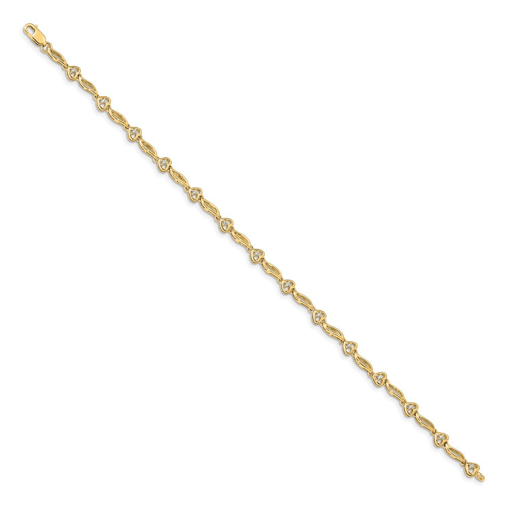 14k Complete 1/10 carat Diamond Hearts 7 inch Tennis Bracelet