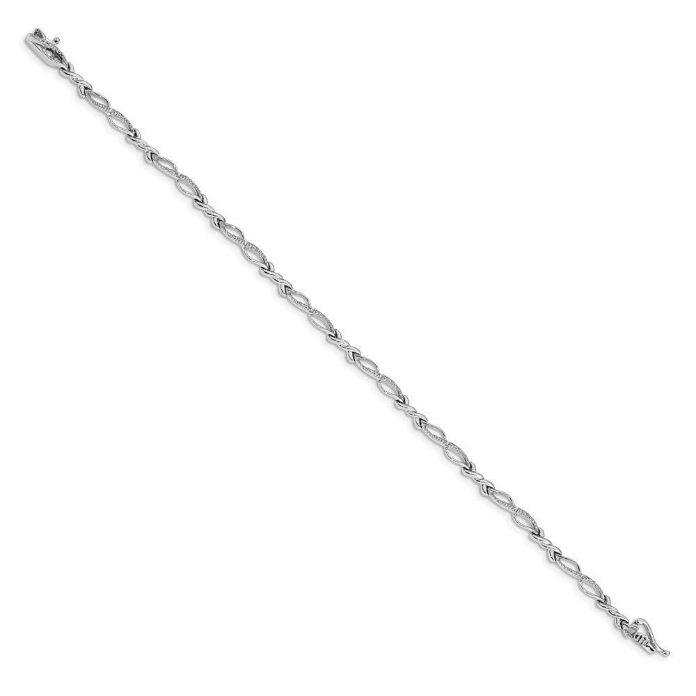 14k White Gold Complete 1/20 carat Diamond Twist Link 7.25 inch Bracelet