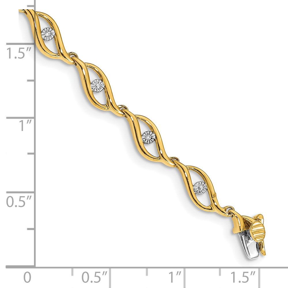 14k Complete 0.03 carat Diamond Link 7.5 inch Bracelet