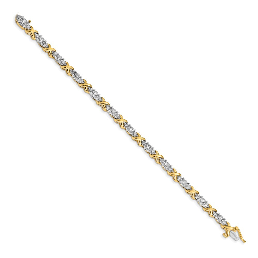 14k Two-tone Complete 1/2 carat Diamond X-design 7 inch Bracelet