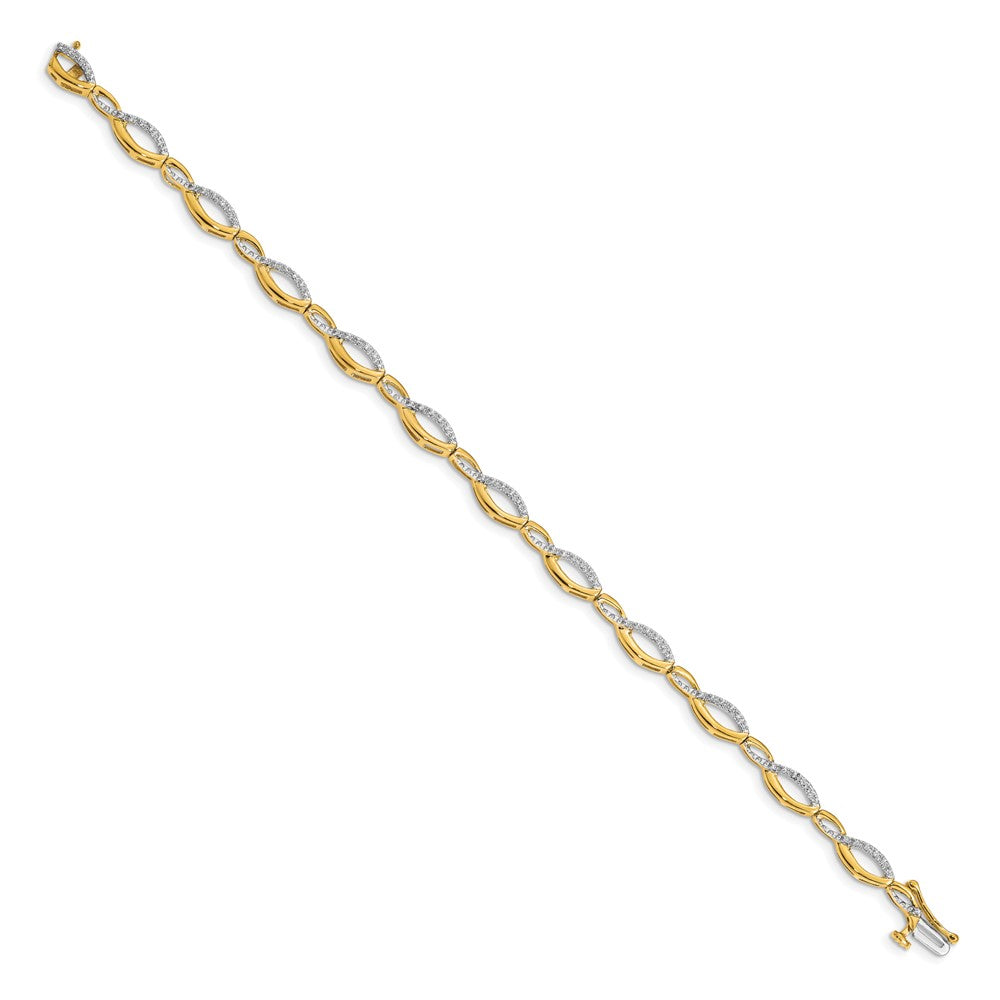 14k Complete 1/4 carat Diamond Fancy Link 7 inch Bracelet