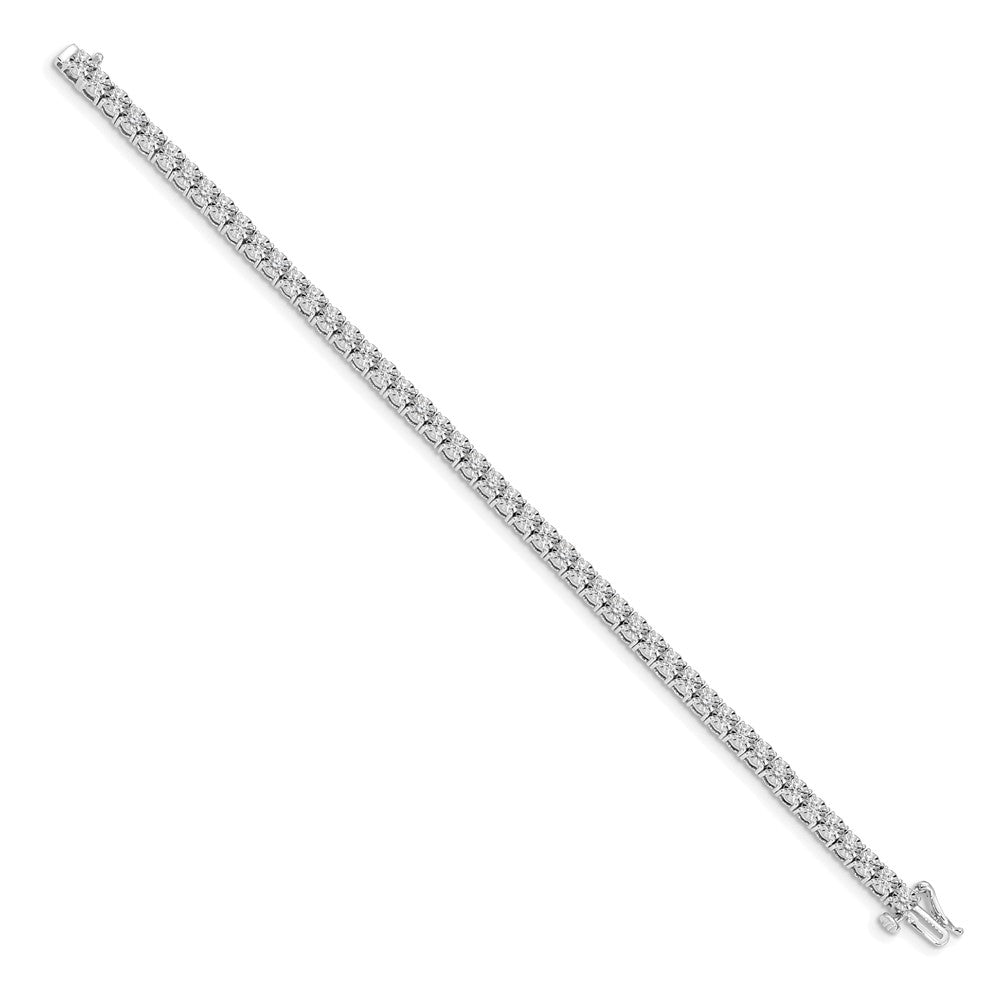 14k White Gold Complete 2 carat Diamond Illusion Setting 7 inch Tennis Bracelet