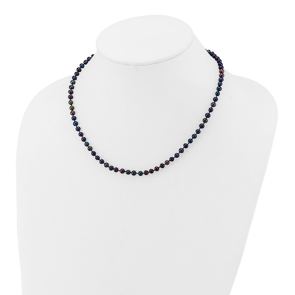 14k 4-5mm Black Near-Round Freshwater Cultured Pearl Necklace