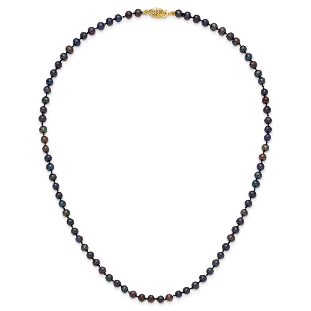 14k 4-5mm Black Near-Round Freshwater Cultured Pearl Necklace