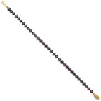 14k 4-5mm Black Near-Round Freshwater Cultured Pearl 7.5 inch Bracelet