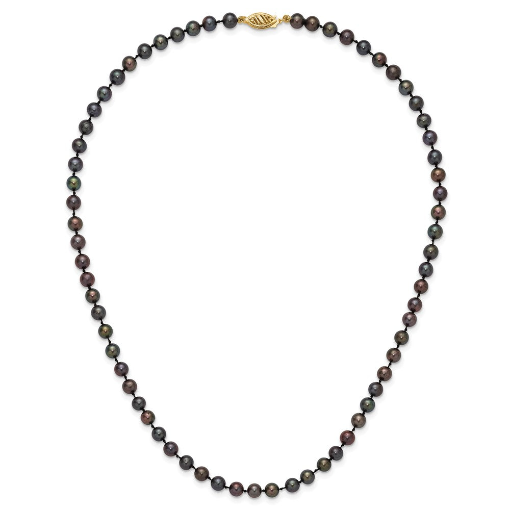 14k 5-6mm Black Near-Round Freshwater Cultured Pearl Necklace