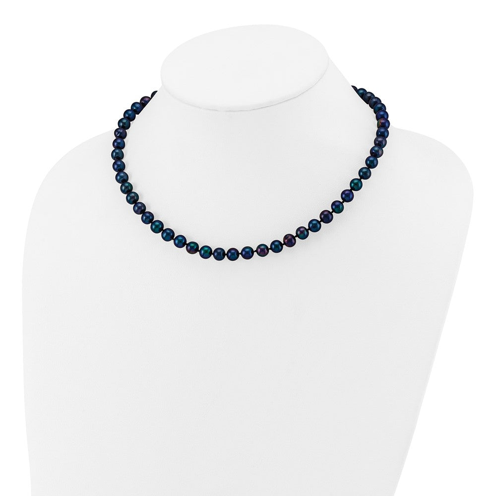 14k 6-7mm Black Near-Round Freshwater Cultured Pearl Necklace