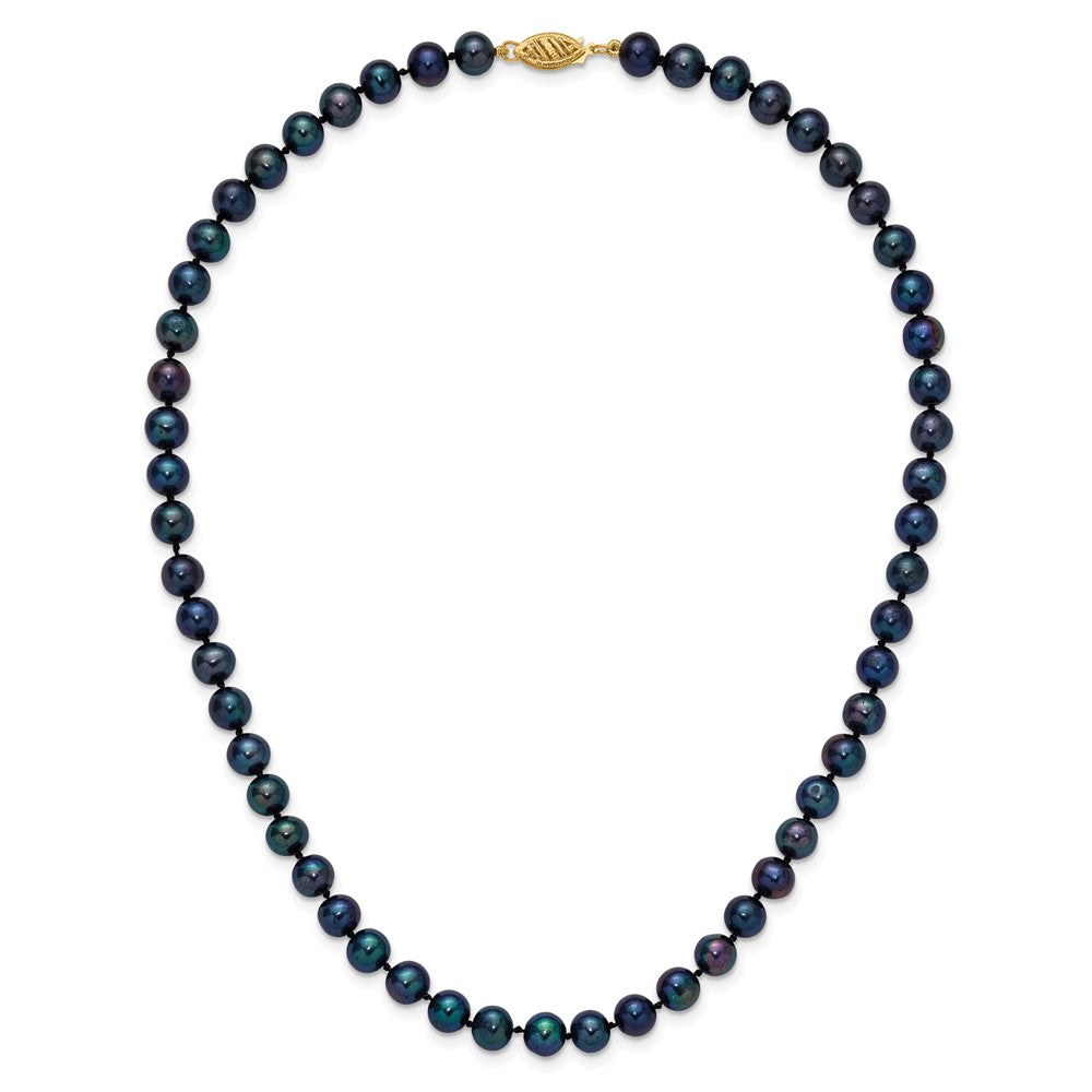 14k 6-7mm Black Near-Round Freshwater Cultured Pearl Necklace
