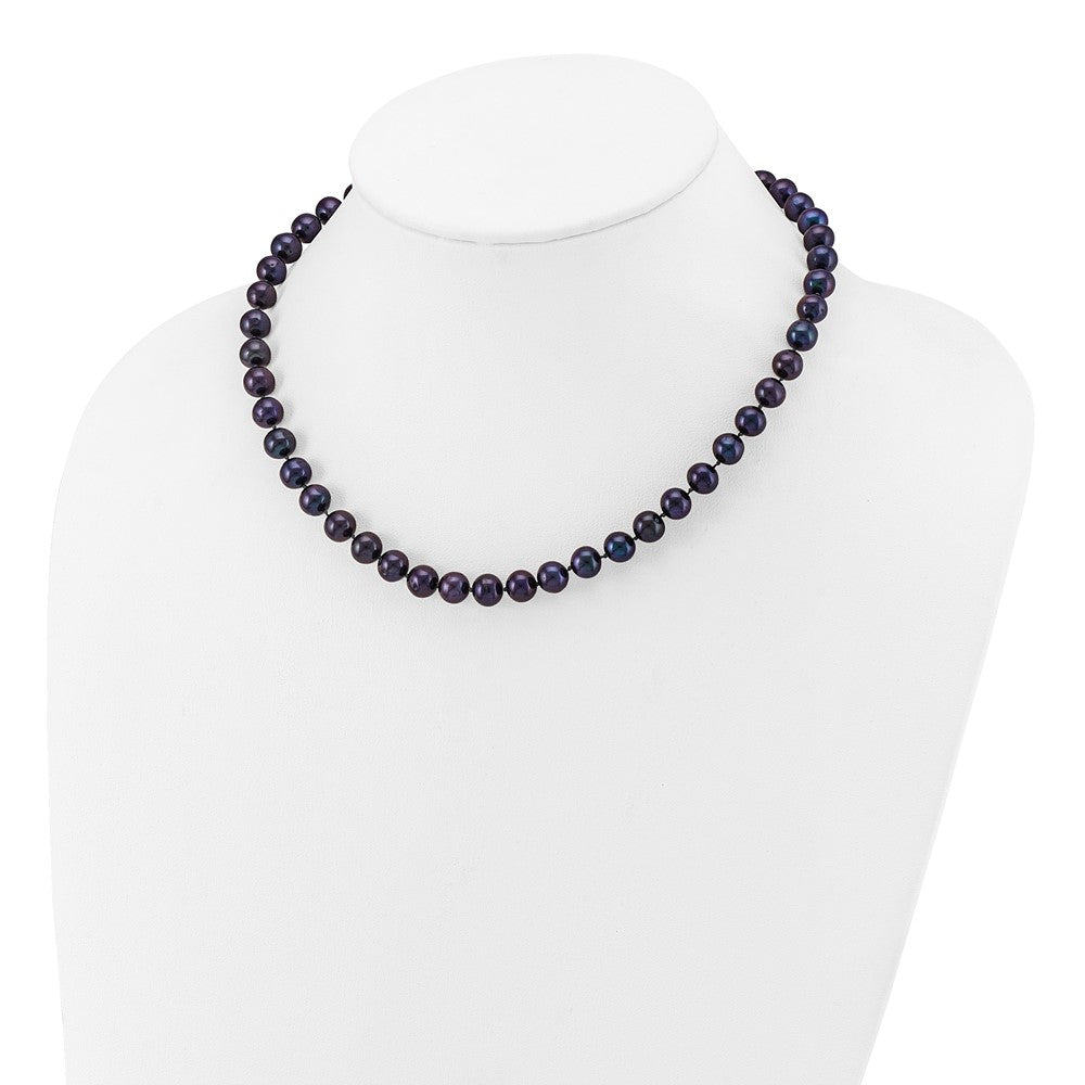 14k 7-8mm Black Near-Round Freshwater Cultured Pearl Necklace
