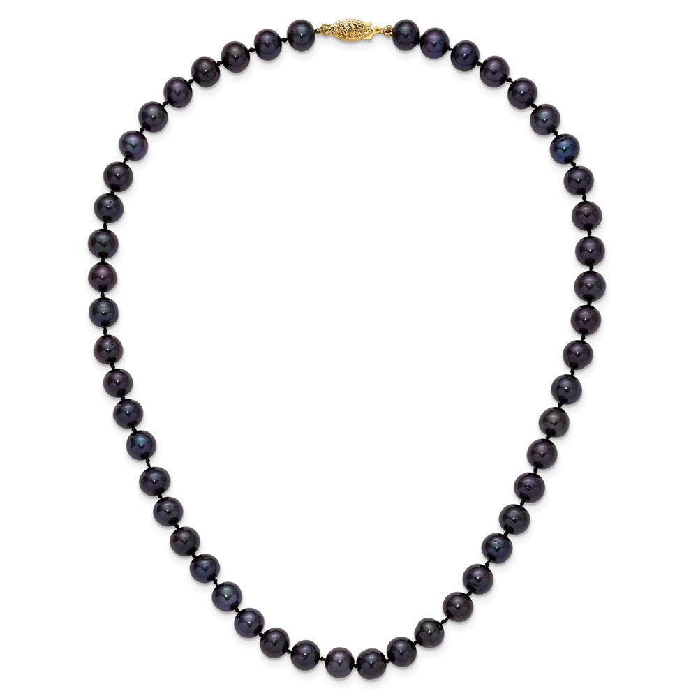 14k 7-8mm Black Near-Round Freshwater Cultured Pearl Necklace