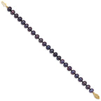 14k 7-8mm Black Near-Round Freshwater Cultured Pearl 7.5 inch Bracelet