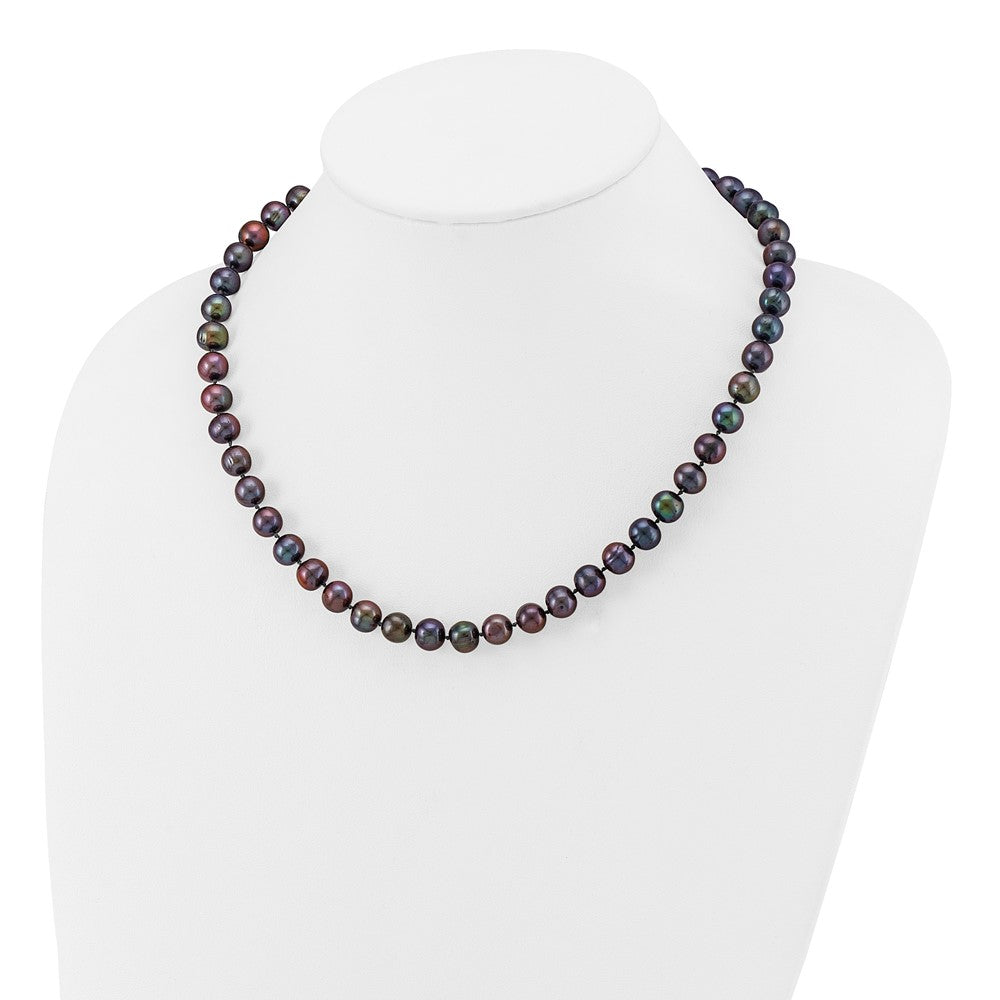 14k 8-9mm Black Near-Round Freshwater Cultured Pearl Necklace