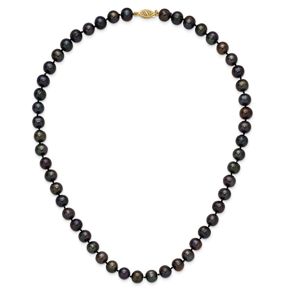 14k 8-9mm Black Near-Round Freshwater Cultured Pearl Necklace