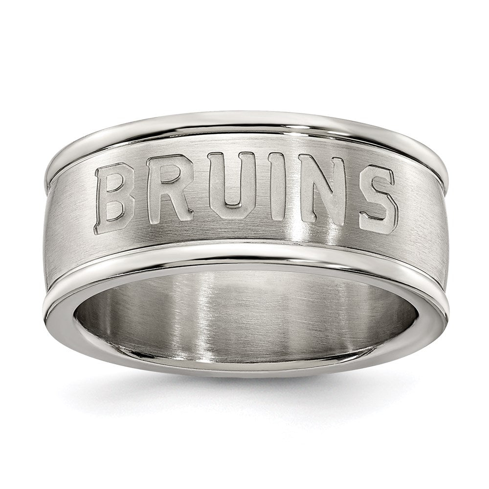 BOSTON BRUINS STAINLESS STEEL LOGO BAND RING SIZE 6