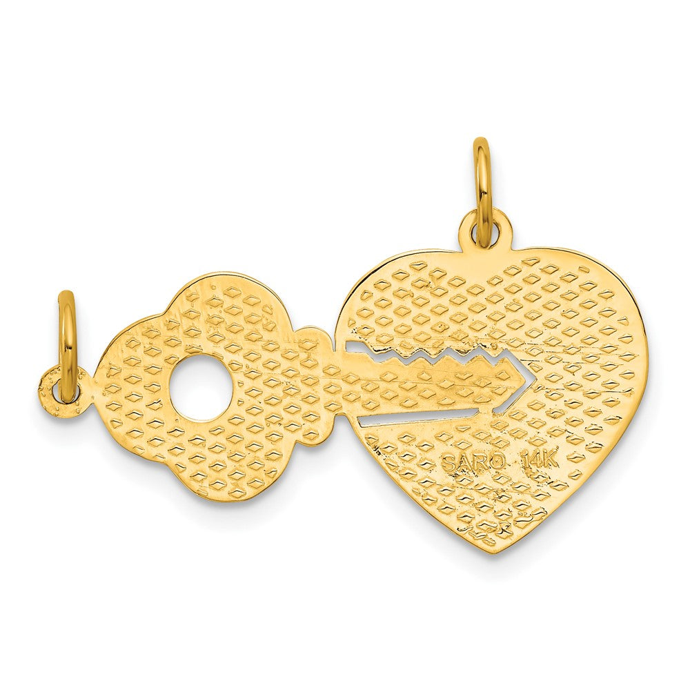 14K Polished 2-Piece Break-Apart HE WHO HOLDS THE KEY CAN UNLOCK MY HEART Charm