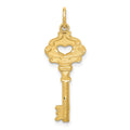 14K Polished Fancy Edge Heart Key Charm