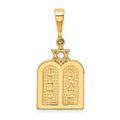 14K Polished 10 Commandment Tablets with Star Of David Charm