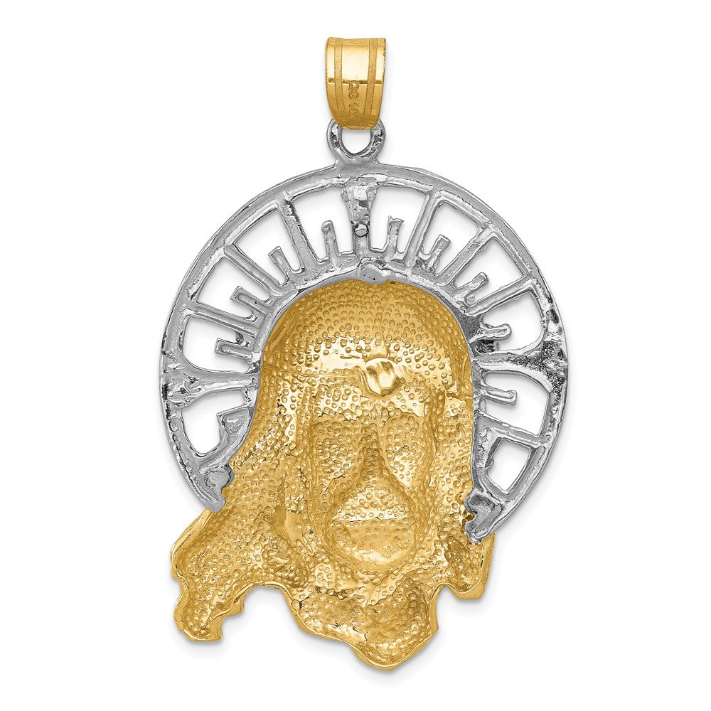 14k Tri-color Diamond-cut Large Jesus Pendant