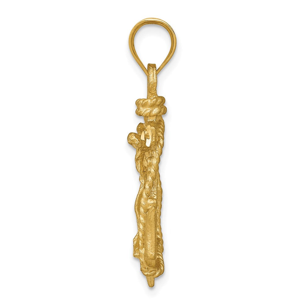14k Satin Diamond-cut Mariners Crucifix Pendant
