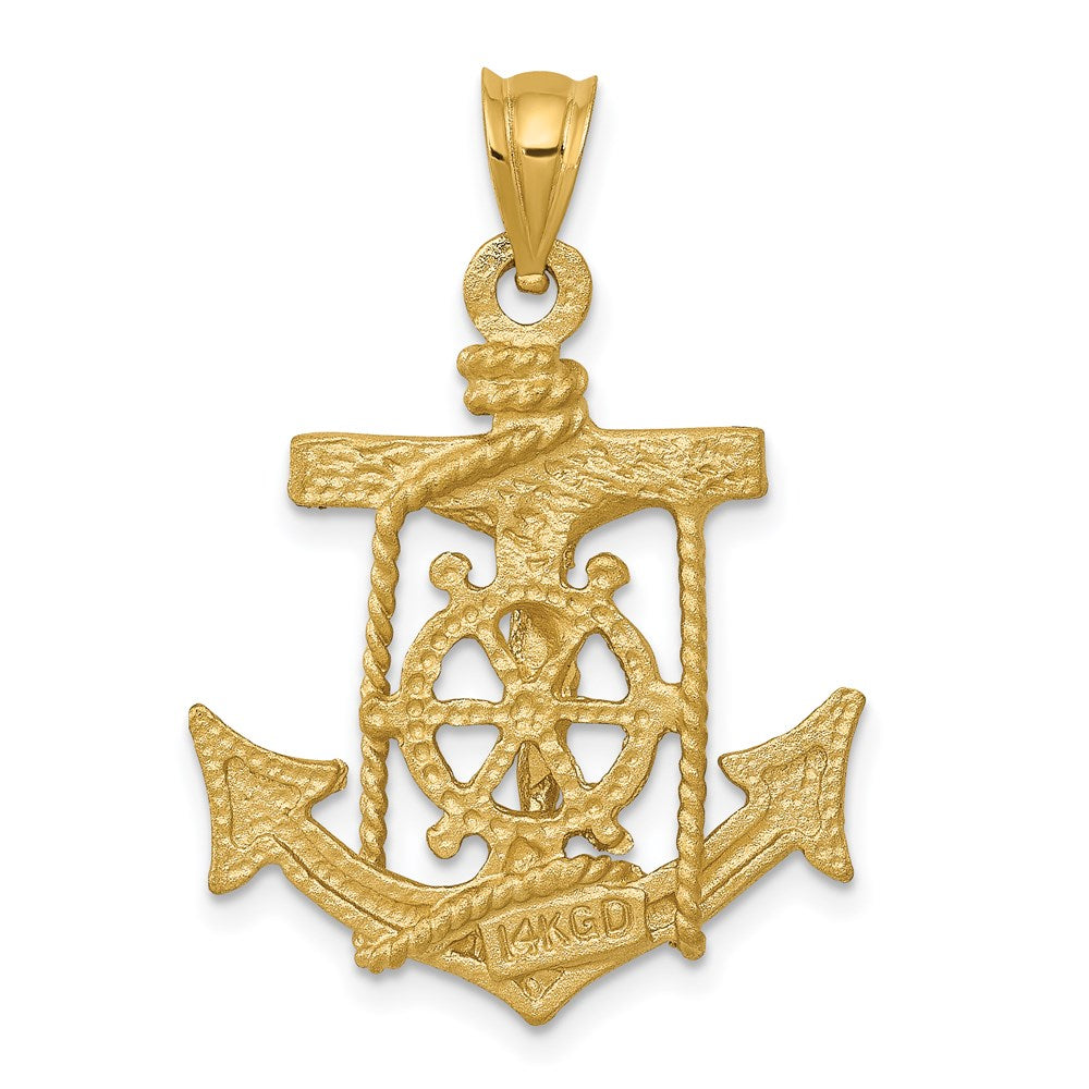 14k Satin Diamond-cut Mariners Crucifix Pendant