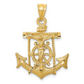 14k Satin Diamond-cut Mariners Crucifix Pendant
