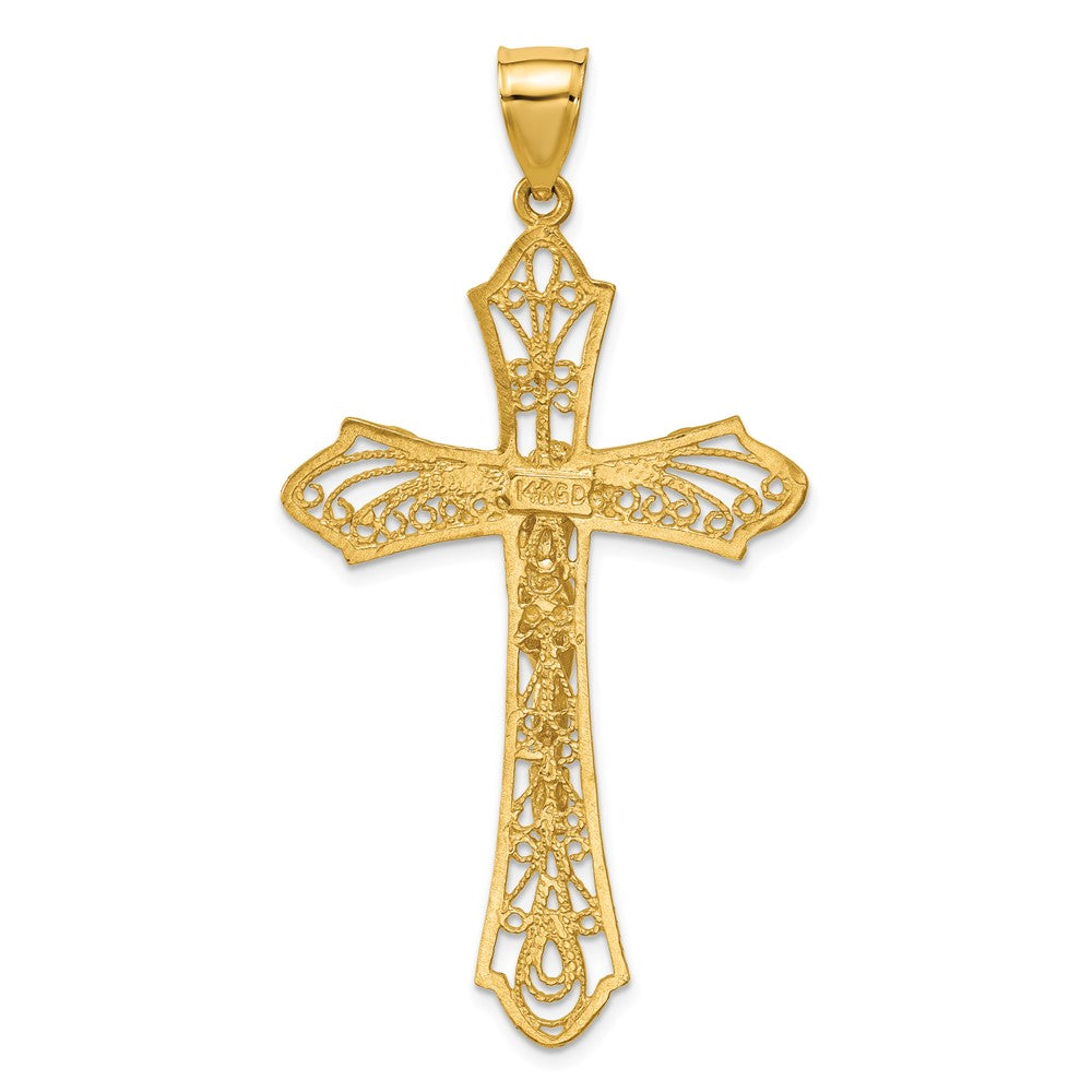 14K Satin Diamond-Cut Crucifix Pendant