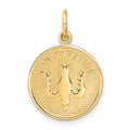 14k Polished CONFIRMATION with Dove Round Charm
